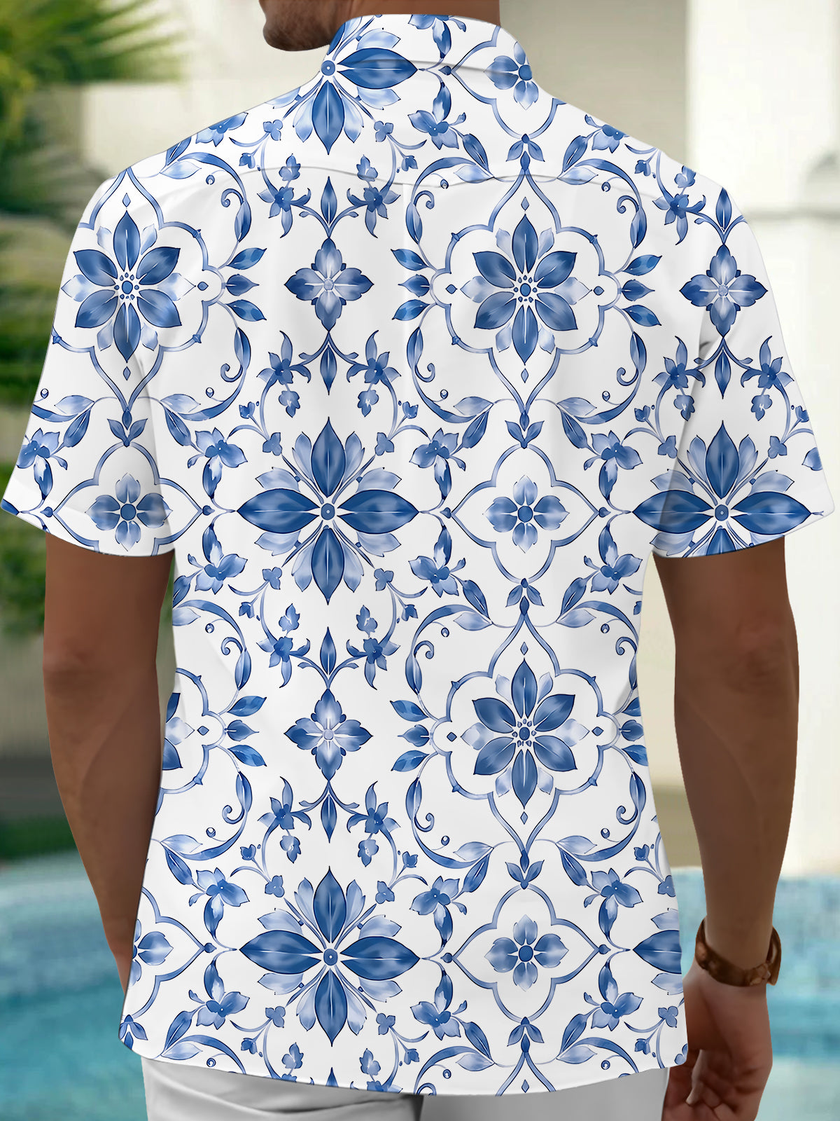 Floral Men's Pocket Short Sleeve Shirts