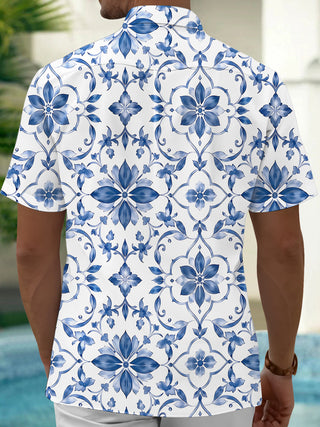 Floral Men's Pocket Short Sleeve Shirts