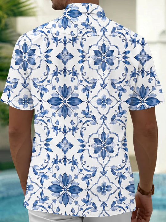 Floral Men's Pocket Short Sleeve Shirts