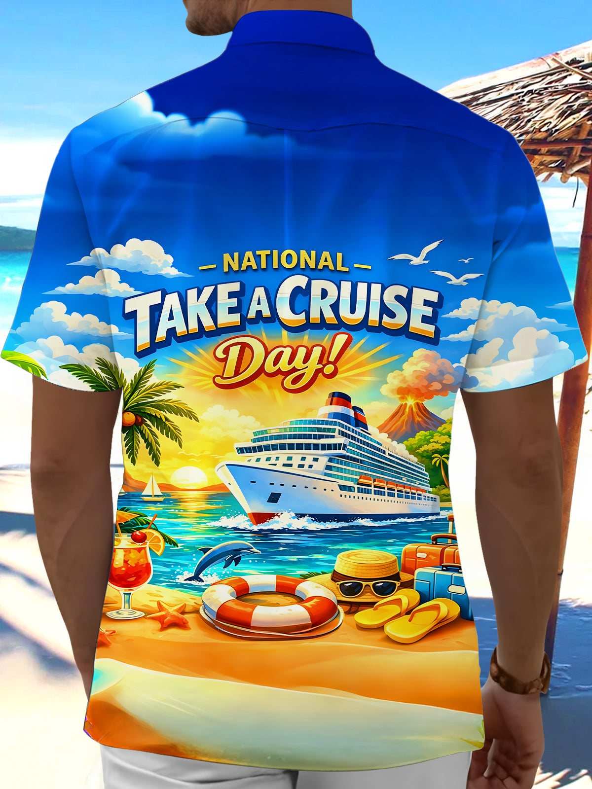 men's aloha shirt back view