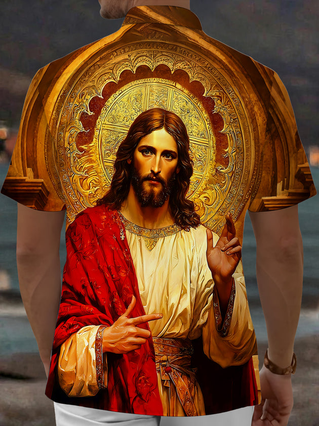 Jesus Men's Pocket Short Sleeve Shirts