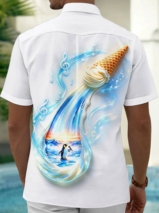 Adaychic Men's Graphic Printed Print Casual Print Short Sleeve Shirt with Chest Pocket