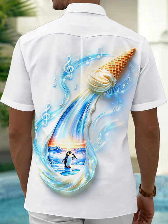Adaychic Men's Graphic Printed Print Casual Print Short Sleeve Shirt with Chest Pocket