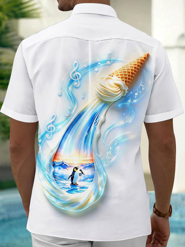 Adaychic Men's Graphic Printed Print Casual Print Short Sleeve Shirt with Chest Pocket