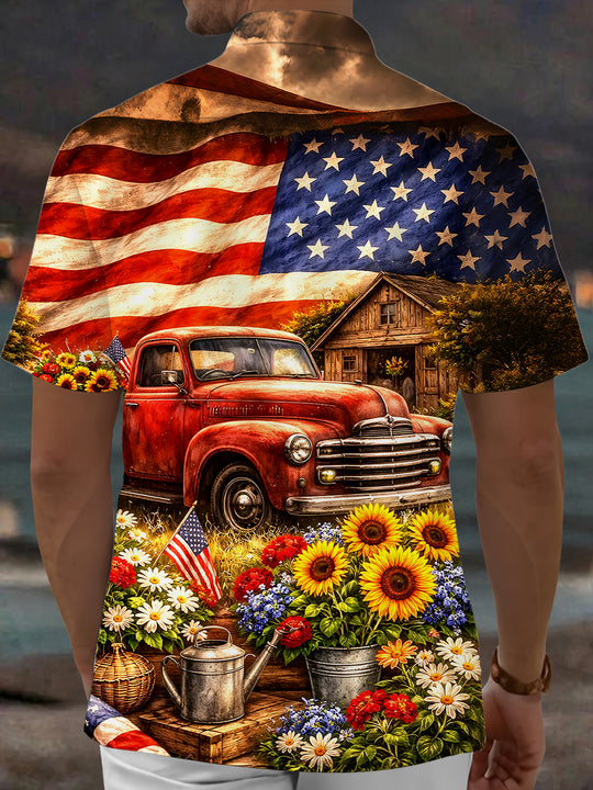 men's flower print shirt back view
