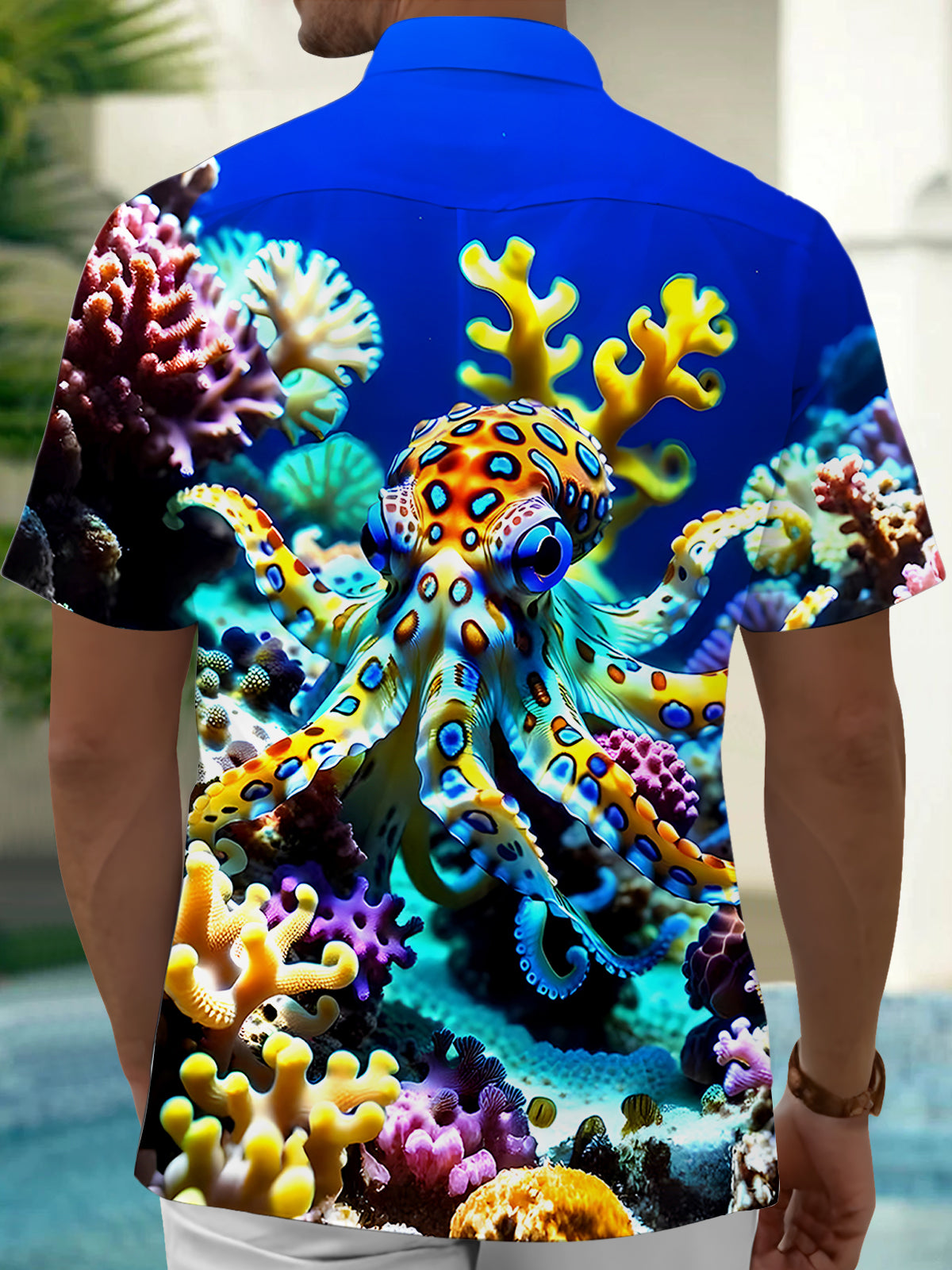 Hawaiian Octopus Men's Pocket Short Sleeve Shirts