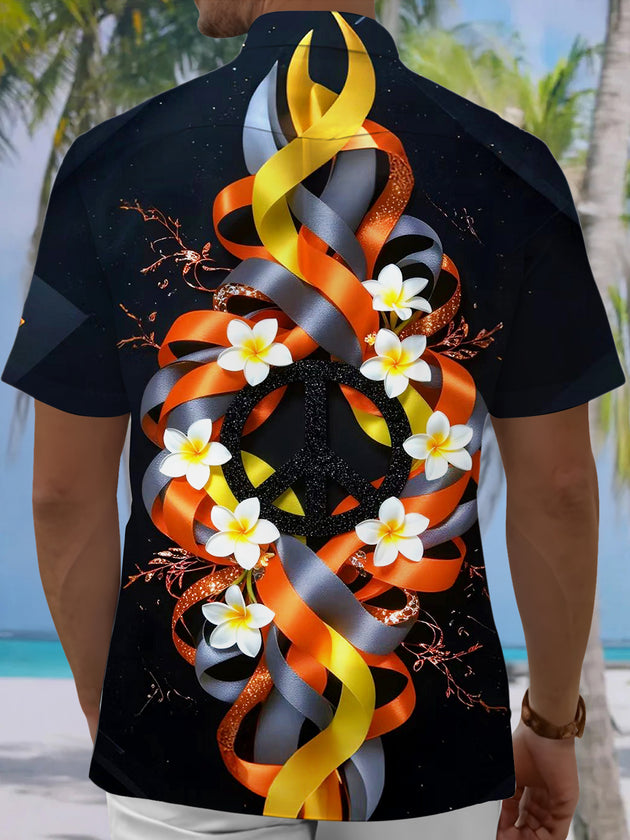 men's flower print shirt back view