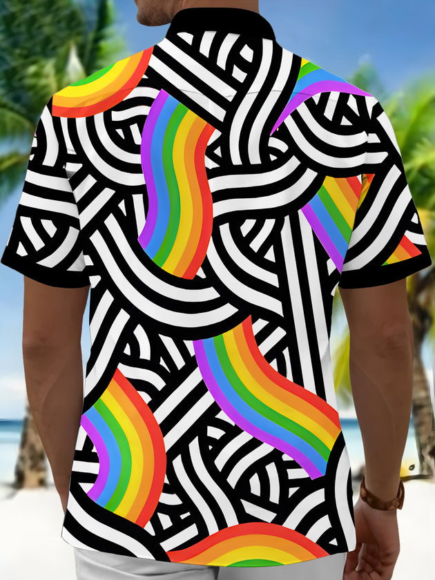 Geometry Pride Month Men's Pocket Short Sleeve Shirts