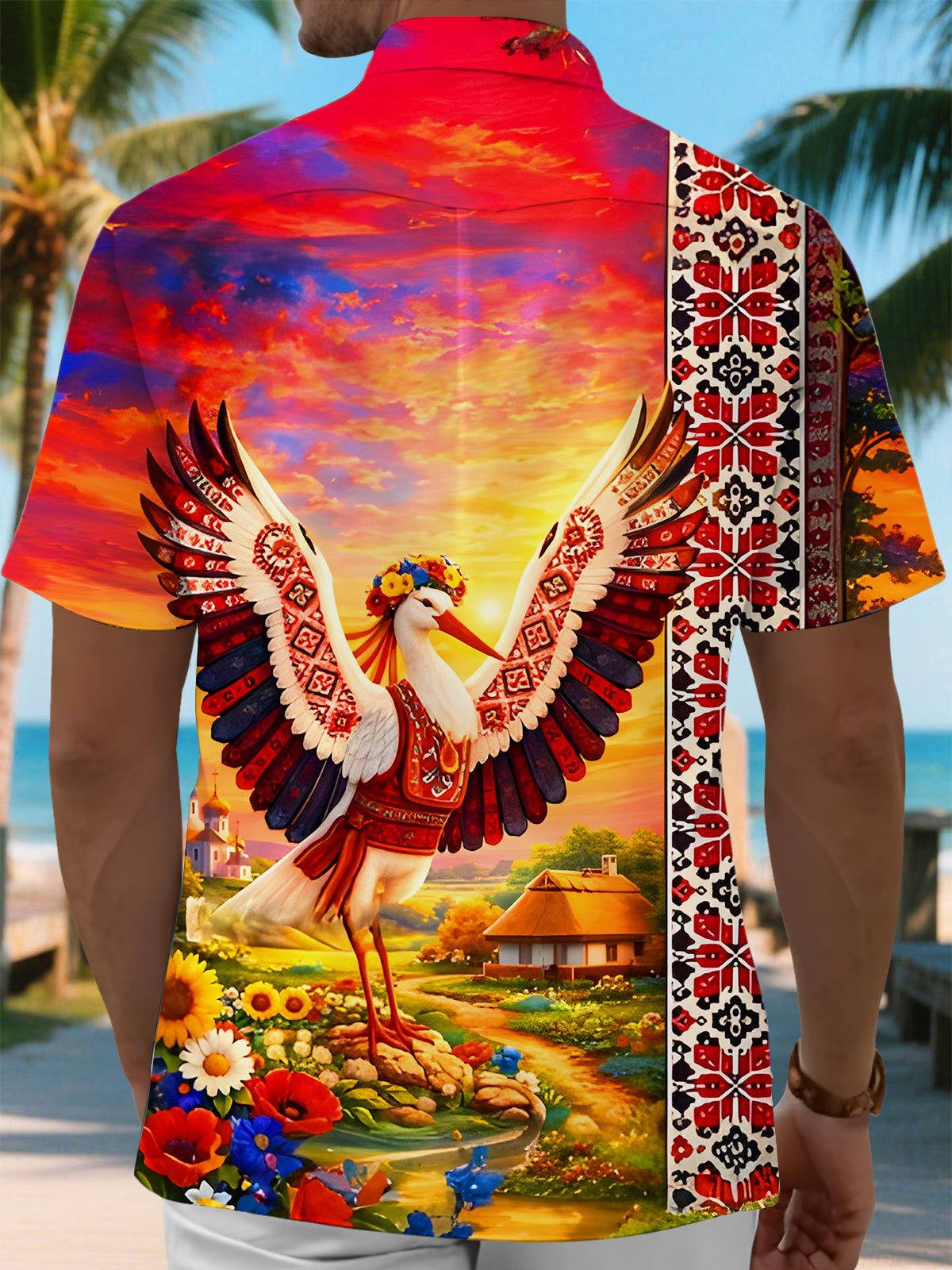 men's aloha shirt back view