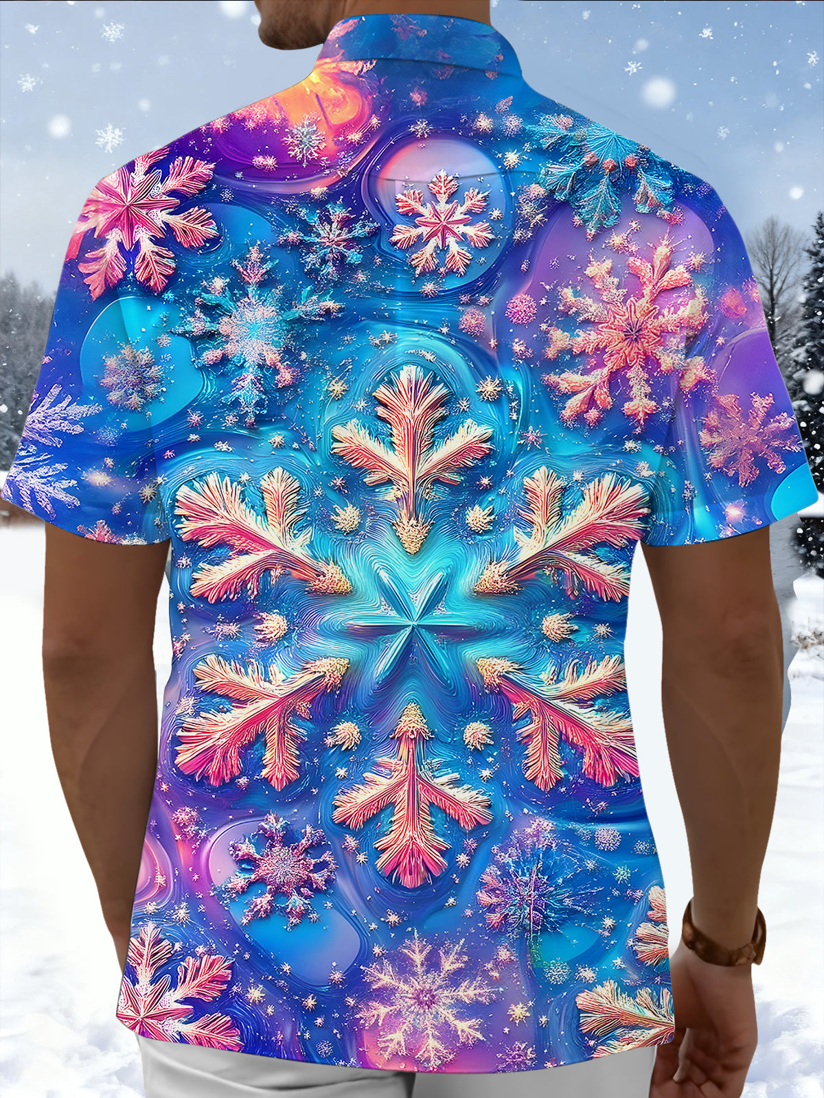 Snowflake Men's Pocket Short Sleeve Shirts