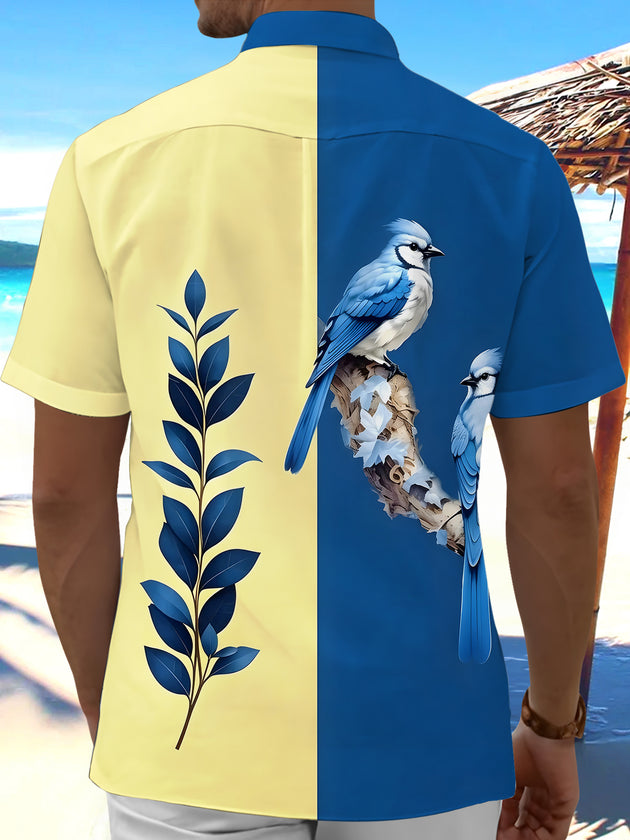 Bird Leaf Men's Pocket Short Sleeve Shirts