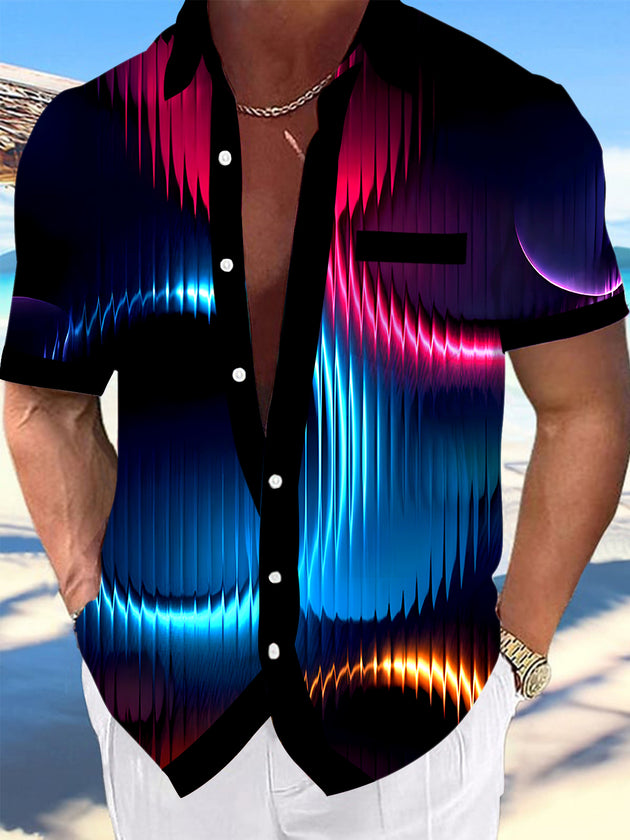 Men's abstract tie dye short sleeve shirt front view