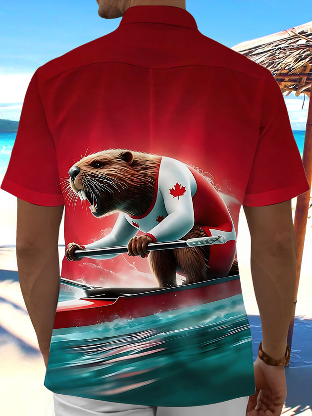 Beaver Boating Men's Pocket Short Sleeve Shirts