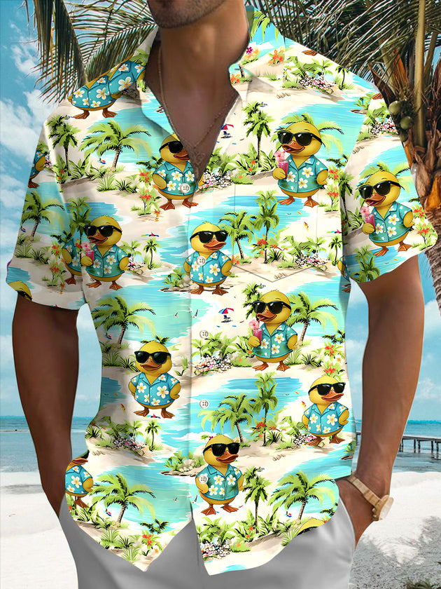 men's Hawaiian shirt front view tropical beach vacation