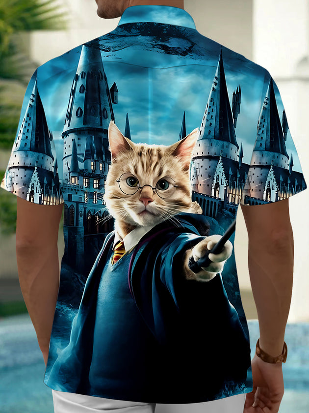 Magic Cat Men's Pocket Short Sleeve Shirts