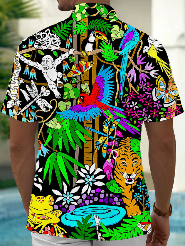 Forest Animals Men's Pocket Short Sleeve Shirts