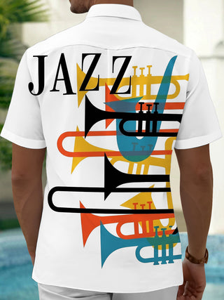 Music Jazz Trumpet Men's Pocket Short Sleeve Shirts