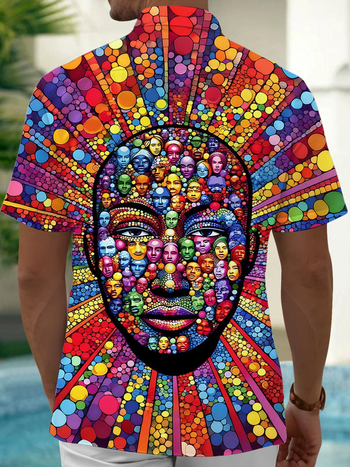 men's artistic design shirt back view
