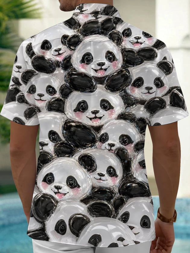 Adaychic Men's Printed Printed Print Animal Print Short Sleeve Shirt with Chest Pocket