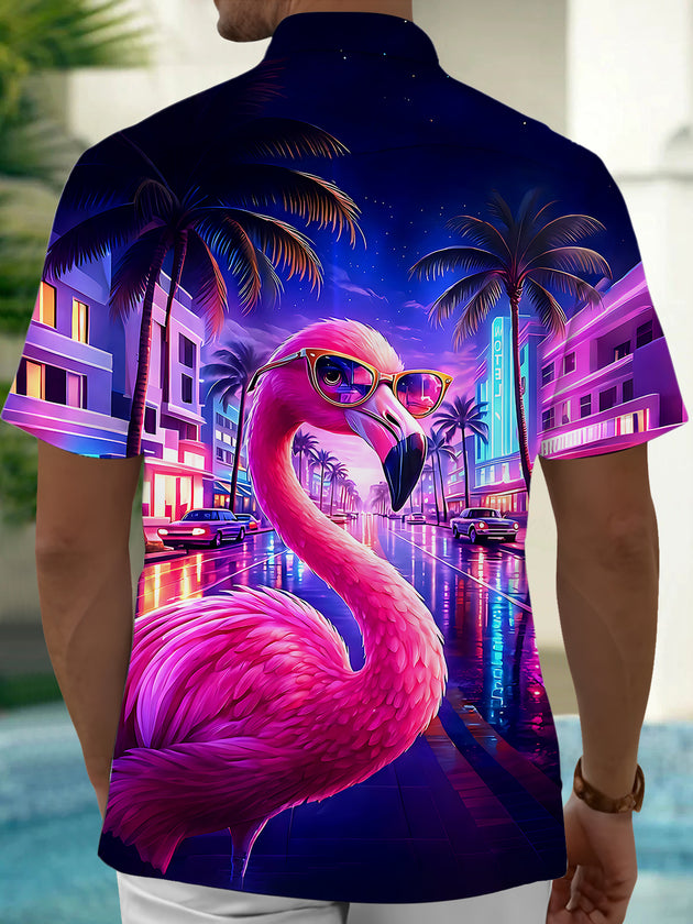 Hawaiian Flamingo Men's Pocket Short Sleeve Shirts