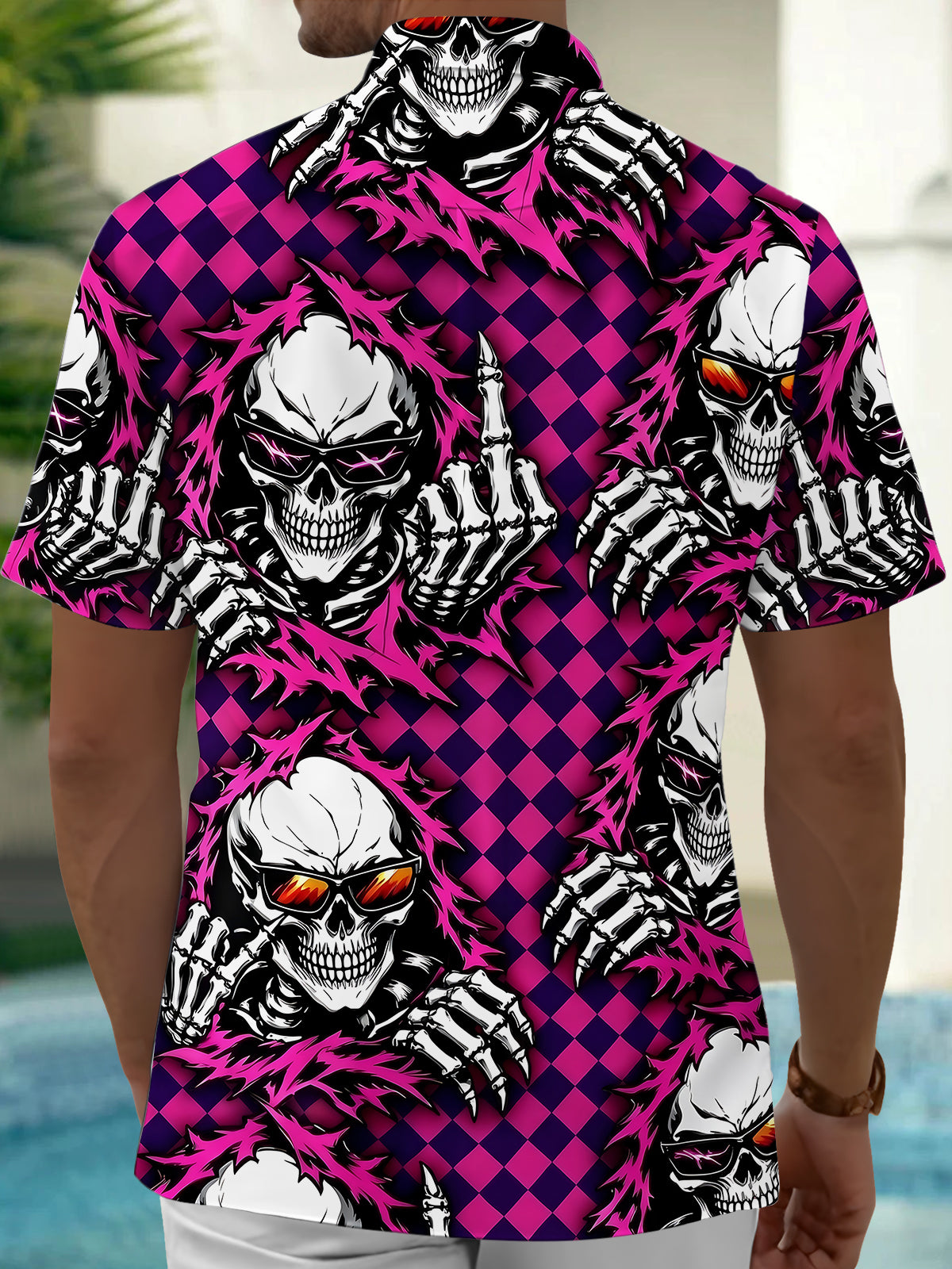 Geometry Skull Men's Pocket Short Sleeve Shirts