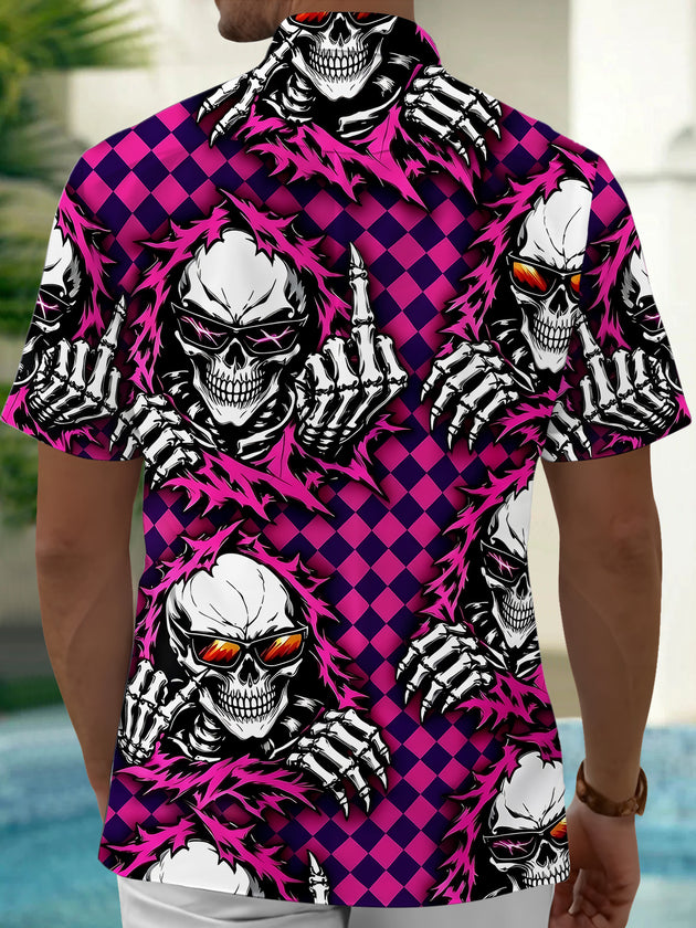 Geometry Skull Men's Pocket Short Sleeve Shirts