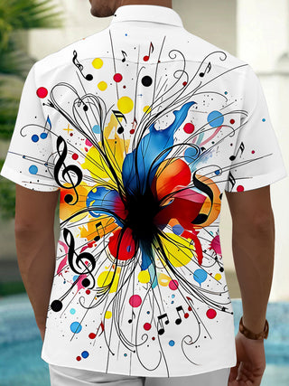 Adaychic Men's Graphic Colorful Butterfly Print Short Sleeve Shirt with Chest Pocket