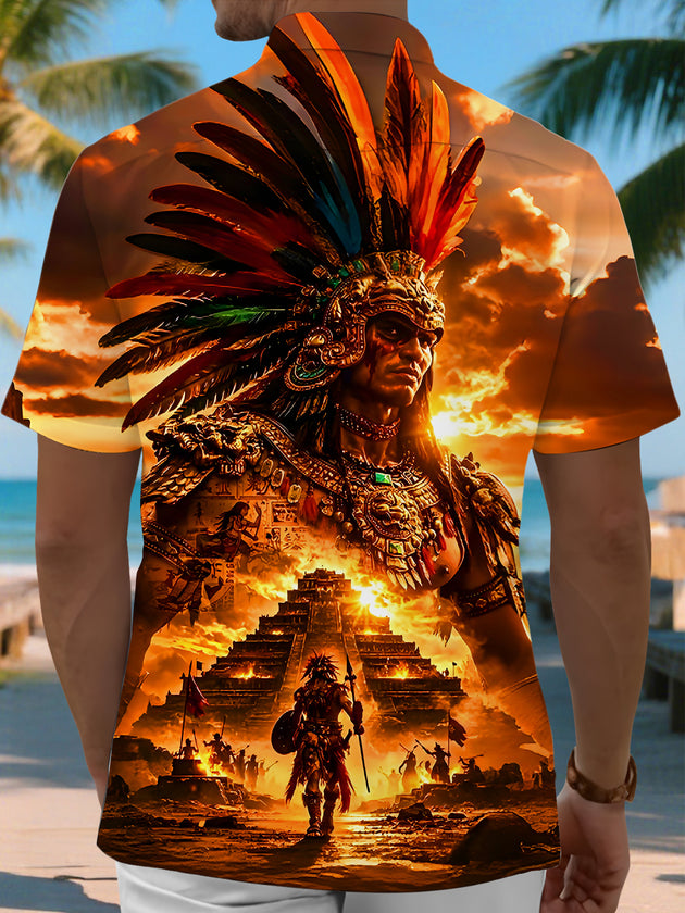 men's tribal pattern shirt back view