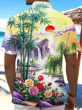men's flower print shirt back view