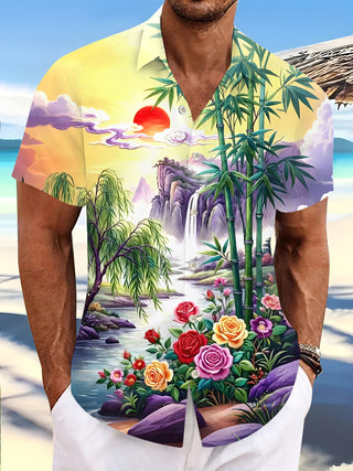 men's floral shirt front view