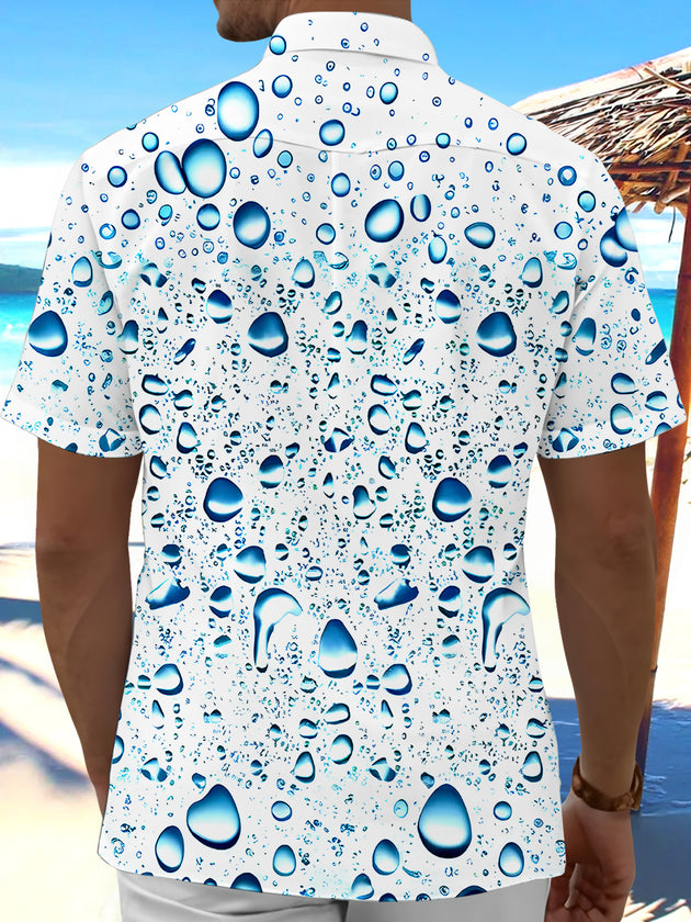 Hawaiian Water Droplet Men's Pocket Short Sleeve Shirts