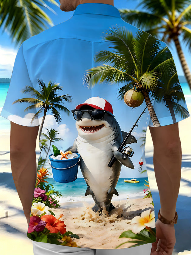 Hawaiian Shark Men's Pocket Short Sleeve Shirts