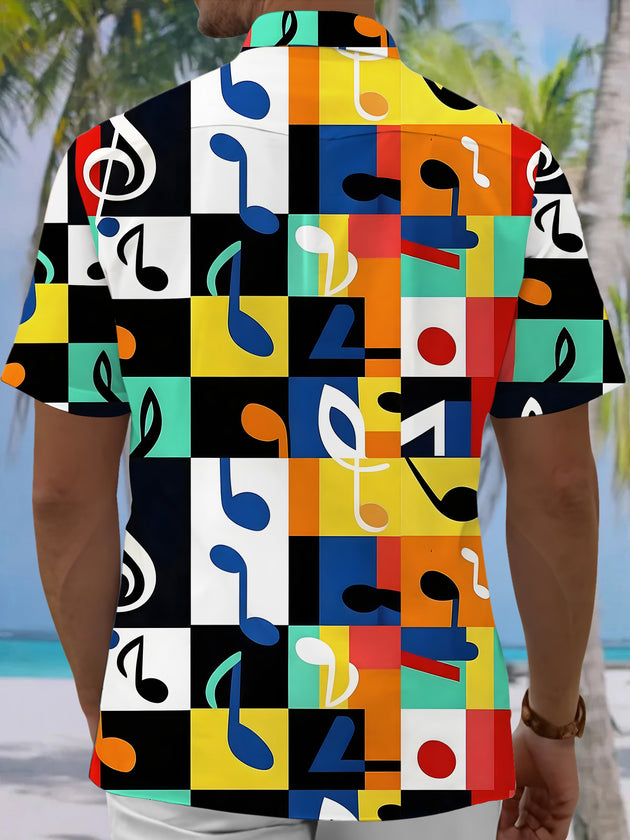 Musical Note Men's Pocket Short Sleeve Shirts