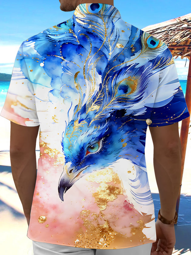Animals Peacock Men's Pocket Short Sleeve Shirts