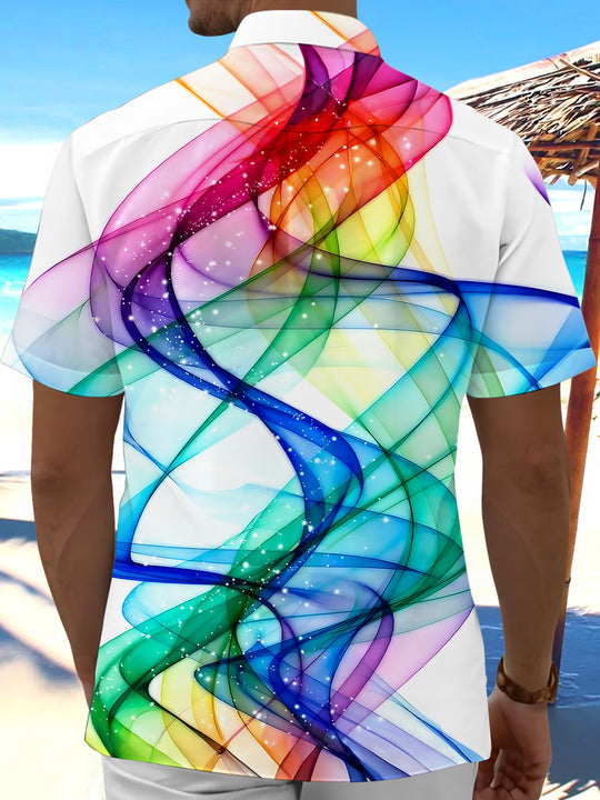 Men abstract tie dye short sleeve shirt back view