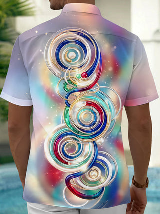 men abstract tie dye short sleeve shirt back view