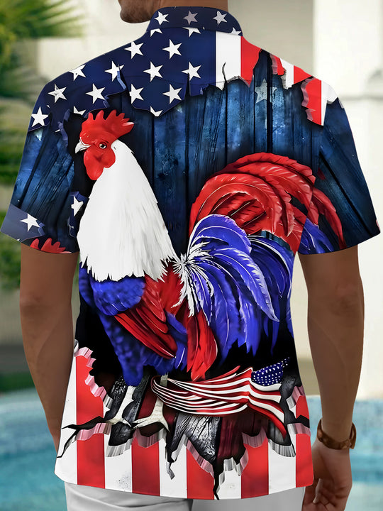 men's patriotic print shirt back view