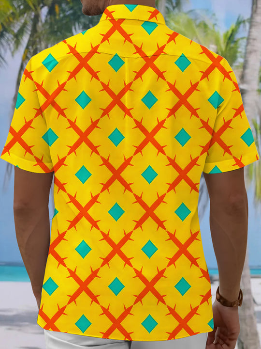 Pineapple Men's Pocket Short Sleeve Shirts
