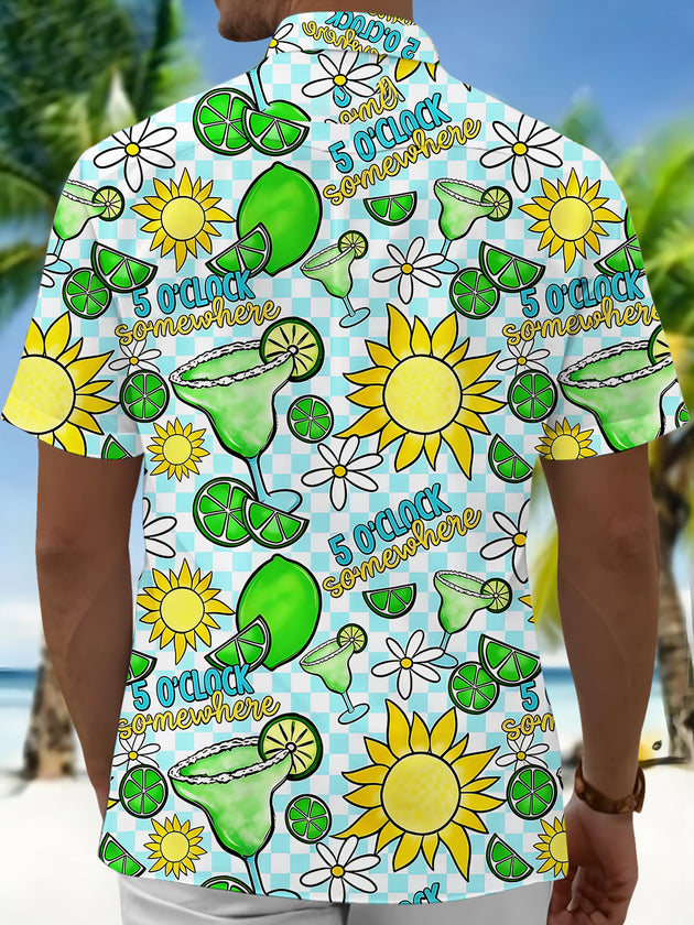 It's 5 O'Clock Some Where Men's Pocket Short Sleeve Shirts