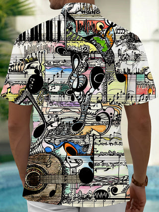 Adaychic Men's Graphic Printed Print Short Sleeve Shirt with Chest Pocket