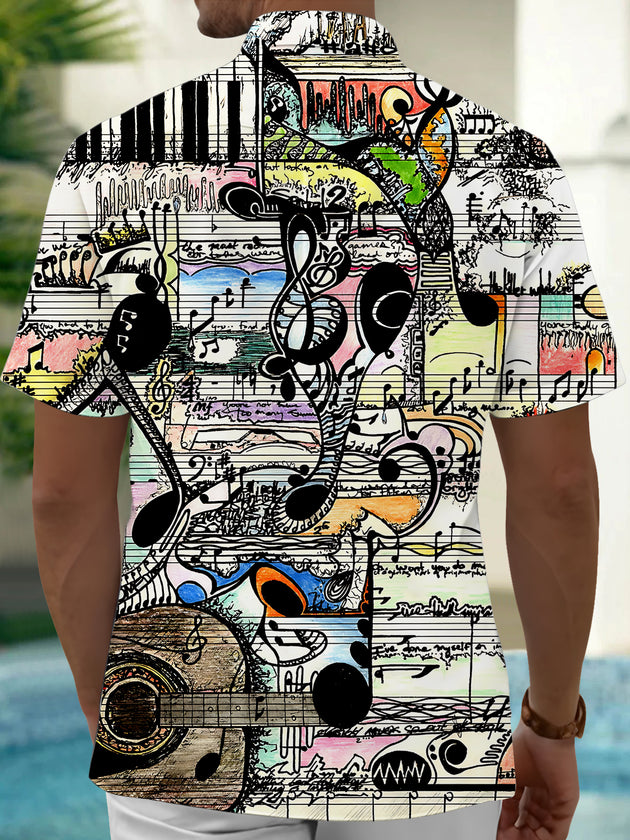 Adaychic Men's Graphic Printed Print Short Sleeve Shirt with Chest Pocket