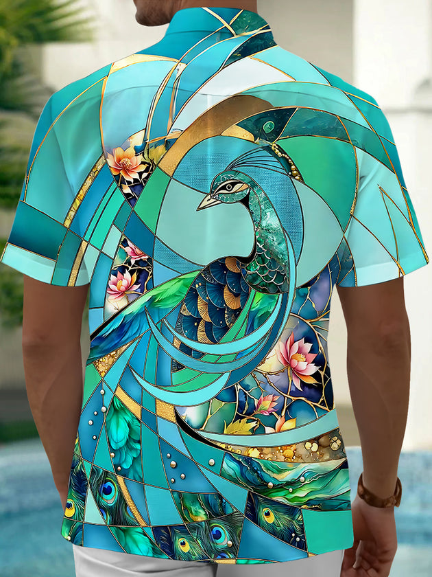 Peacock Men's Pocket Short Sleeve Shirts