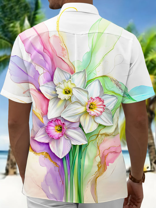 men's flower print shirt back view