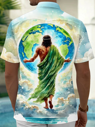 men's artistic design shirt back view