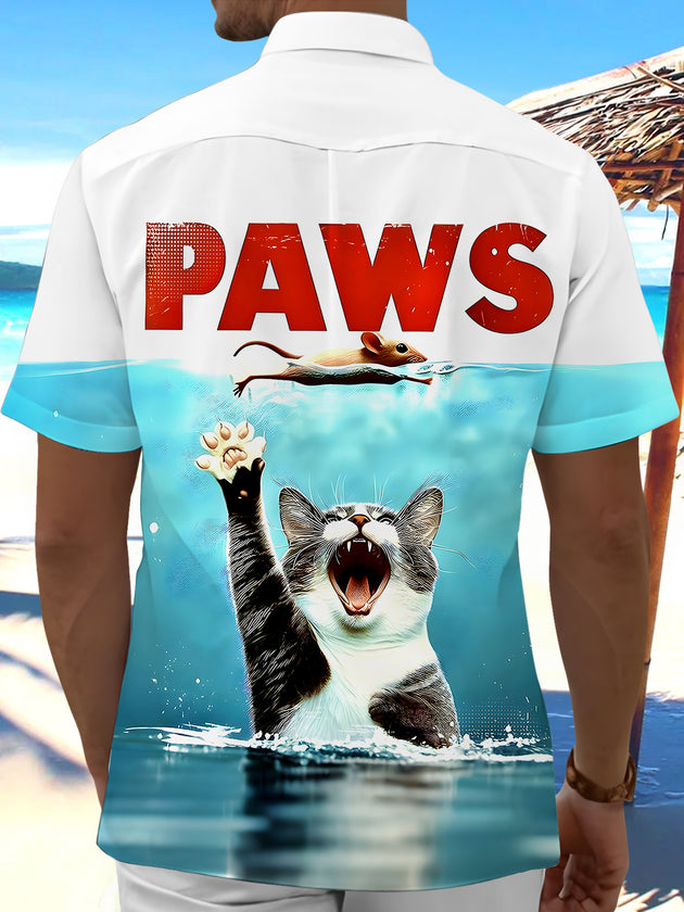 Cat Paws Men's Pocket Short Sleeve Shirts