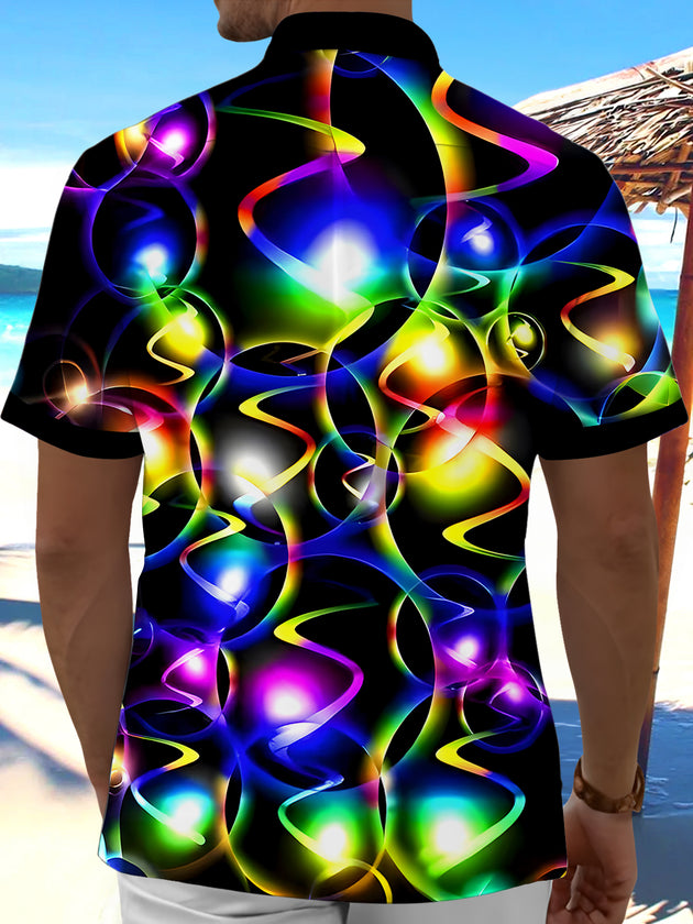 Men's abstract tie dye short sleeve shirt back view