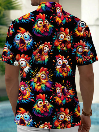 Men's chicken short sleeve shirt back view