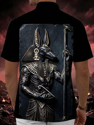 Adaychic Men's Graphic Mythology Print 3D Print Short Sleeve Shirt with Chest Pocket