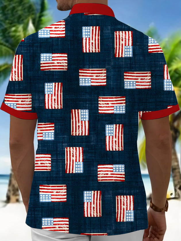 American Flag Men's Pocket Short Sleeve Shirts