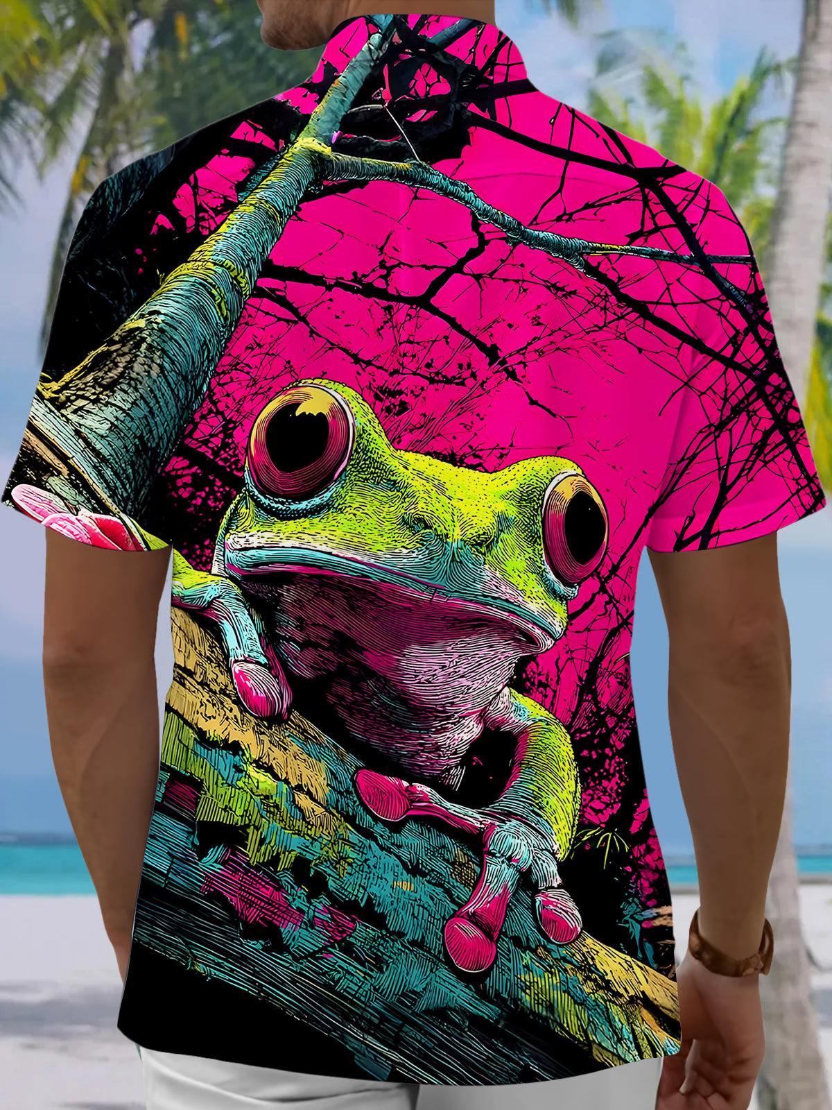 men's aloha shirt back view
